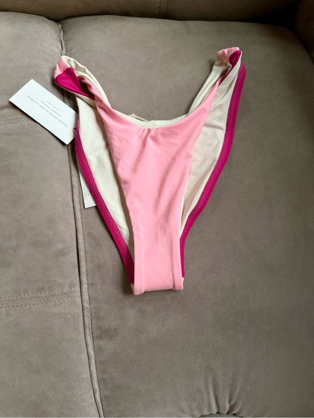 l*space Lovegood Pink  color block twisted side high-Cut Bikini Bottom